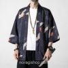 Dark Cranes Pattern Traditional Streetwear Noragi 1 Dark Cranes Pattern Traditional Streetwear Noragi 1
