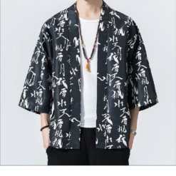 Black Traditional Calligraphy Streetwear Noragi 2