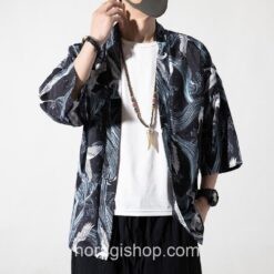 Cranes Blue Pattern Traditional Streetwear Noragi 2 Cranes Blue Pattern Traditional Streetwear Noragi 2