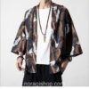 Cranes Brown Pattern Traditional Streetwear Noragi 4 Cranes Brown Pattern Traditional Streetwear Noragi 4