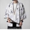 White Cranes Pattern Traditional Streetwear Noragi 4 White Cranes Pattern Traditional Streetwear Noragi 4
