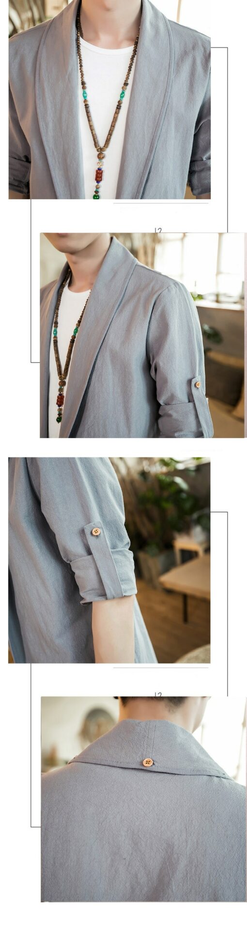 Bright Gray Linen Style Noragi 6