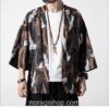 Cranes Brown Pattern Traditional Streetwear Noragi 3 Cranes Brown Pattern Traditional Streetwear Noragi 3