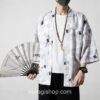 White Cranes Pattern Traditional Streetwear Noragi 1 White Cranes Pattern Traditional Streetwear Noragi 1