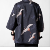 Dark Cranes Pattern Traditional Streetwear Noragi 4
