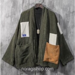 Army Green Corduroy Patchwork Cardigan Streetwear Noragi 1 Army Green Corduroy Patchwork Cardigan Streetwear Noragi 1