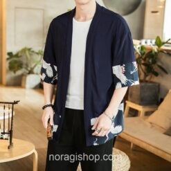 Navy Blue Vintage Crane Pattern Noragi 2