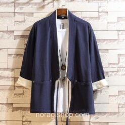 Navy Blue Vintage Casual Style Noragi 1
