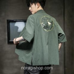 Green Embroidery Cranes Back Noragi 1