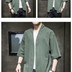 Green Embroidery Cranes Back Noragi 3