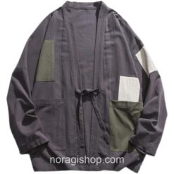 Gray Patchwork Cardigan Streetwear Noragi 2