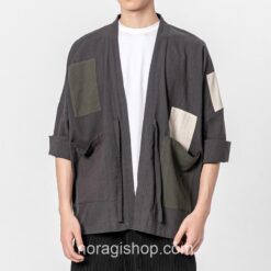 Gray Patchwork Cardigan Streetwear Noragi 1 Gray Patchwork Cardigan Streetwear Noragi 1