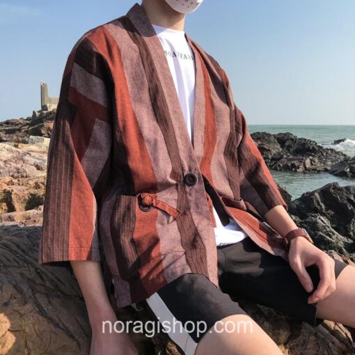 Traditional Japanese Robes Striped Noragi 8