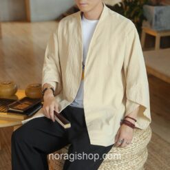 Khaki Japanese Cardigan Yukata Style Noragi 1 Khaki Japanese Cardigan Yukata Style Noragi 1