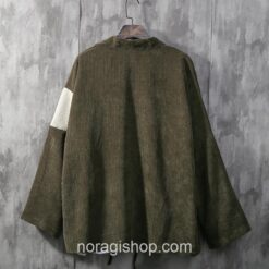 Army Green Corduroy Patchwork Cardigan Streetwear Noragi 2