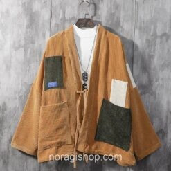 Yellow Corduroy Patchwork Cardigan Streetwear Noragi 1 Yellow Corduroy Patchwork Cardigan Streetwear Noragi 1