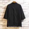 Black Cotton Linen Japanese Kimono Traditional Noragi 2