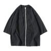 Black Cotton Linen Japanese Kimono Traditional Noragi 3 Black Cotton Linen Japanese Kimono Traditional Noragi 3