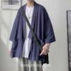 Navy Blue Morden Casual Cotton Japanese Yukata Noragi 1 Navy Blue Morden Casual Cotton Japanese Yukata Noragi 1