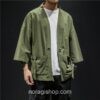 Green Japanese Samurai Kimono Cardigan Noragi 4 Green Japanese Samurai Kimono Cardigan Noragi 4