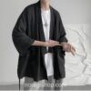 Black Morden Casual Cotton Japanese Yukata Noragi 2 Black Morden Casual Cotton Japanese Yukata Noragi 2