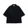 Black Morden Casual Cotton Japanese Yukata Noragi 4 Black Morden Casual Cotton Japanese Yukata Noragi 4