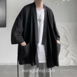 Black Morden Casual Cotton Japanese Yukata Noragi 1