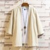 Beige Cotton Linen Japanese Kimono Traditional Noragi 1 Beige Cotton Linen Japanese Kimono Traditional Noragi 1