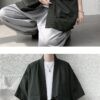 Dark Green Streetwear Samurai Seven Sleeve Loose Noragi 8 Dark Green Streetwear Samurai Seven Sleeve Loose Noragi 8