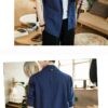 Navy Blue Japan Cardigan Robe Linen Noragi 7 Navy Blue Japan Cardigan Robe Linen Noragi 7