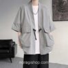 Gray Streetwear Samurai Seven Sleeve Loose Noragi 2
