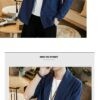 Navy Blue Japan Cardigan Robe Linen Noragi 6 Navy Blue Japan Cardigan Robe Linen Noragi 6