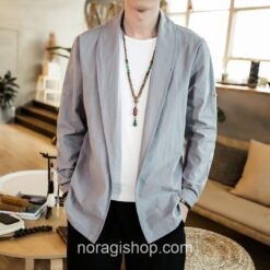 Gray Japan Cardigan Robe Linen Noragi 1