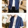 Blue Kimono Cardigan Linen Style Noragi 4