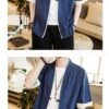 Blue Kimono Cardigan Linen Style Noragi 4 Blue Kimono Cardigan Linen Style Noragi 4