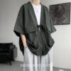 Dark Green Streetwear Samurai Seven Sleeve Loose Noragi 4