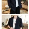 Black Japan Cardigan Robe Linen Noragi 4 Black Japan Cardigan Robe Linen Noragi 4