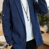 Navy Blue Japan Cardigan Robe Linen Noragi 3 Navy Blue Japan Cardigan Robe Linen Noragi 3