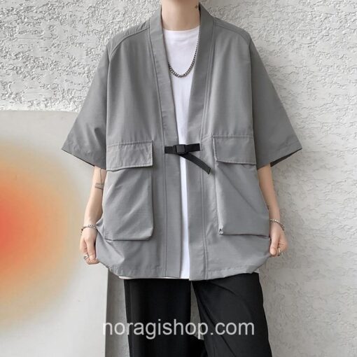 Gray Streetwear Samurai Seven Sleeve Loose Noragi 1