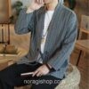 Gray Yukata Striped Linen Asian Noragi 1 Gray Yukata Striped Linen Asian Noragi 1