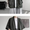 Dark Green Streetwear Samurai Seven Sleeve Loose Noragi 7