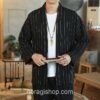 Black Yukata Striped Linen Asian Noragi 1 Black Yukata Striped Linen Asian Noragi 1