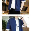Navy Blue Traditional Japanese Style Cool Cardigan Noragi 5