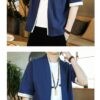 Navy Blue Traditional Japanese Style Cool Cardigan Noragi 5 Navy Blue Traditional Japanese Style Cool Cardigan Noragi 5