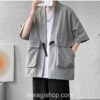 Gray Streetwear Samurai Seven Sleeve Loose Noragi 9