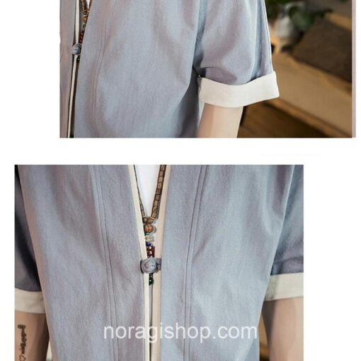 Gray Kimono Cardigan Linen Style Noragi 2
