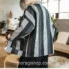 Gray Kimono Stripped Linen Cardigan Noragi 6 Gray Kimono Stripped Linen Cardigan Noragi 6