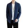 Navy Blue Japan Cardigan Robe Linen Noragi 2 Navy Blue Japan Cardigan Robe Linen Noragi 2