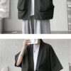 Dark Green Streetwear Samurai Seven Sleeve Loose Noragi 9