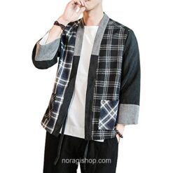 Kimono Plaid Linen Cardigan Noragi 3